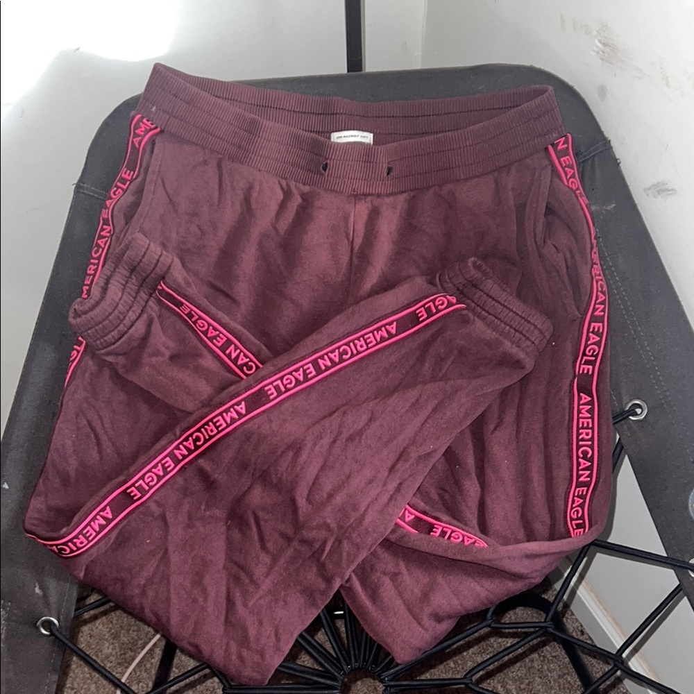 American Eagle Outfitters Brown Joggers with Pink Accents